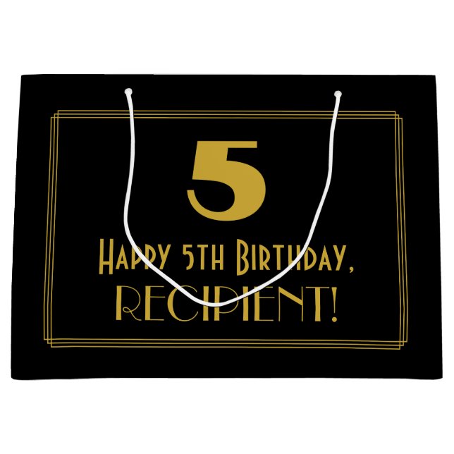 Bolsa De Regalo Grande 5.º cumpleaños — Aspecto inspirado en el Art Deco  (Anverso)