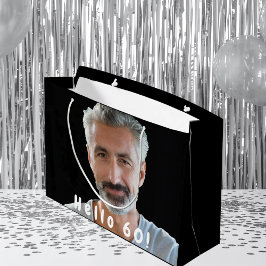 Bolsa De Regalo Grande 60.º personalizado de cumpleaños foto blanco negro