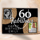 Bolsa De Regalo Grande 60 y Fabulous Gold Purpurina 2 Photo 60th Birthday<br><div class="desc">60 y Fabulous Gold Purpurina 2 Photo 60th Birthday Gift Bag. Purpurina de oro falso sobre negro con 2 fotos - puedes usar una foto vieja y una nueva. Añade tu nombre y edad y haz una elegante y elegante bolsa de regalo para la celebración de cumpleaños de un hito....</div>