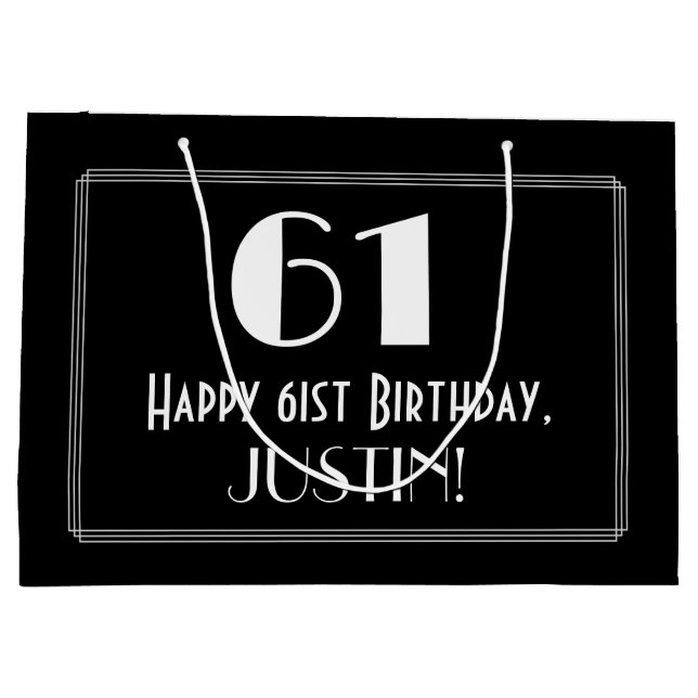 Bolsa De Regalo Grande 61 Aniversario: Nombre del estilo inspirado en el  (Reverso)