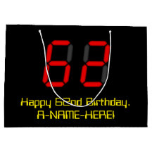 62º cumpleaños: Red Digital Clock Style "62" + Nom