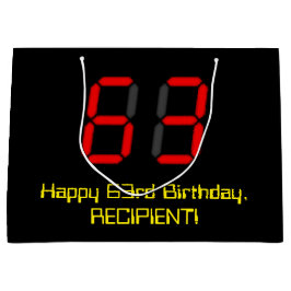Bolsa De Regalo Grande 63.º cumpleaños: Red Digital Clock Style "63" + No