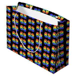 Bolsa De Regalo Grande 63 Aniversario del Arcoiris divertido patrón númer