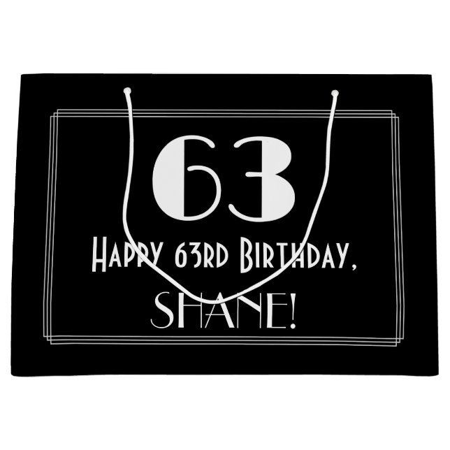 Bolsa De Regalo Grande 63 cumpleaños: Estilo inspirado en Art Deco "63",  (Anverso)