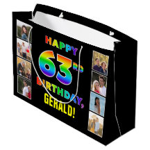 63 cumpleaños: Texto Arcoíris, Fotos Personalizada