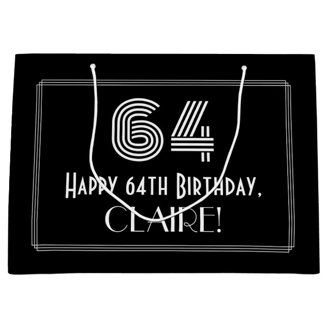 Bolsa De Regalo Grande 64º cumpleaños — Aspecto inspirado en el Art Deco  (Anverso)