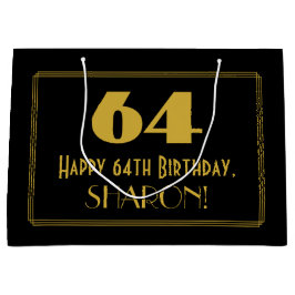 Bolsa De Regalo Grande 64º cumpleaños — Aspecto inspirado en el Art Deco 