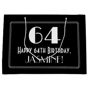 Bolsa De Regalo Grande 64° cumpleaños: Art Deco inspirado estilo "64", no