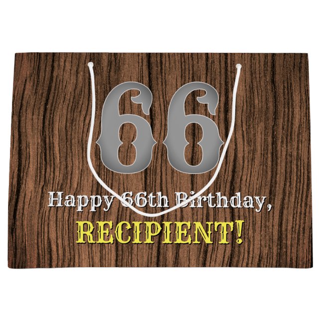 Bolsa De Regalo Grande 66.º cumpleaños: Country Western Inspired Look, No (Anverso)