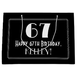 Bolsa De Regalo Grande 67º cumpleaños: Art Deco inspirado en el estilo "6