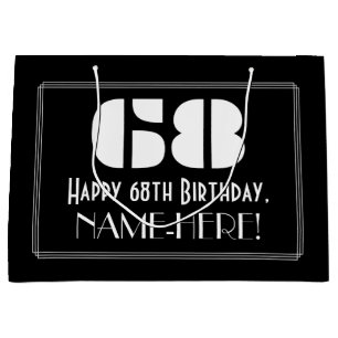 Bolsa De Regalo Grande 68º cumpleaños ~ Art Deco Inspirado Aspecto "68" +