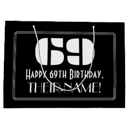 Bolsa De Regalo Grande 69º cumpleaños ~ Art Deco Inspirado Aspecto "69" +