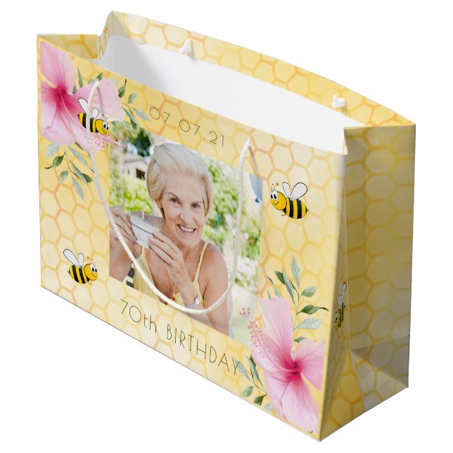 Bolsa De Regalo Grande 70.ª foto de las abejas de cumpleaños (Angulo reverso)