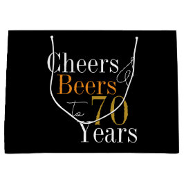 Bolsa De Regalo Grande 70 Cervezas de cumpleaños y Fiestas de oro negro