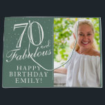 Bolsa De Regalo Grande 70 y Fabulous Elegant 70th Birthday Photo<br><div class="desc">Personalizado 70 y Fabuloso Elegante Bolsa de Regalo Fotográfico de Cumpleaños 70. 70 y texto fabuloso en escritura a la moda con un nombre. Personalízalo con tu foto,  nombre y edad. Es una gran bolsa de regalo de fotos personalizada para el cumpleaños de una mujer.</div>