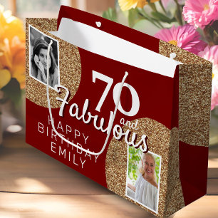 Bolsa De Regalo Grande 70 y Fabulous Gold Purpurina 2 Photo 70th Birthday
