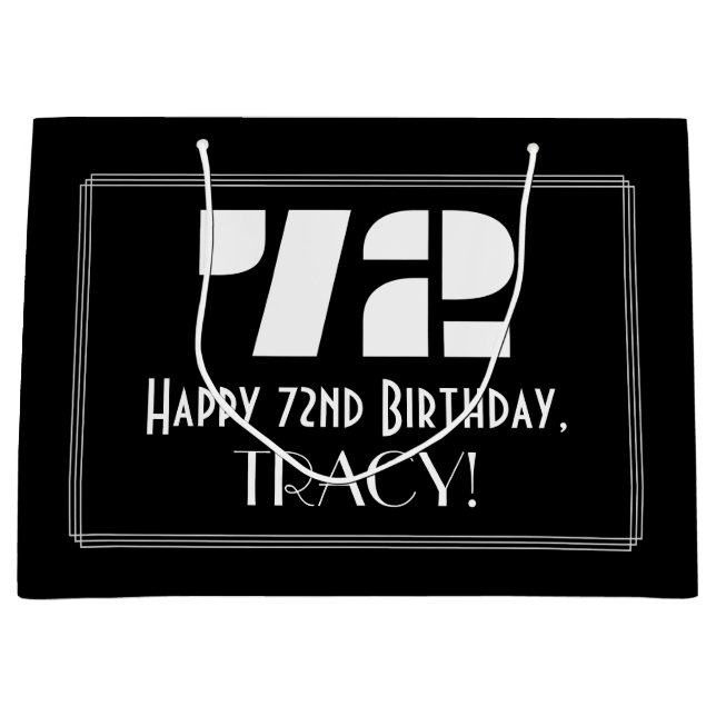 Bolsa De Regalo Grande 72º cumpleaños ~ Art Deco Inspirado Aspecto "72" + (Anverso)