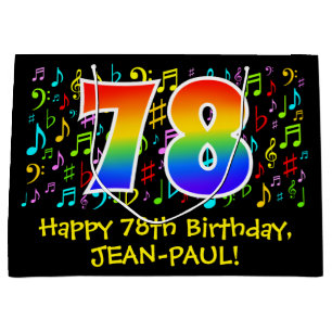 Bolsa De Regalo Grande 78 cumpleaños - Símbolos musicales coloridos, Arco