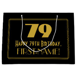 Bolsa De Regalo Grande 79º cumpleaños — Aspecto inspirado en el Art Deco 