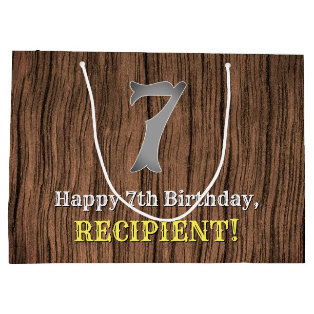 Bolsa De Regalo Grande 7.º cumpleaños: Country Western Inspired Look, Nom (Reverso)