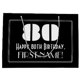 Bolsa De Regalo Grande 80.º cumpleaños ~ Art Deco Inspirado Aspecto "80" 