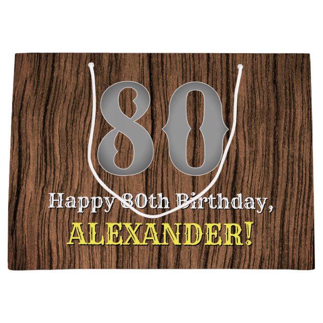 Bolsa De Regalo Grande 80.º cumpleaños: Country Western Inspired Look, No (Anverso)