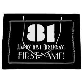 Bolsa De Regalo Grande 81 cumpleaños ~ Art Deco Inspirado Aspecto "81" + 