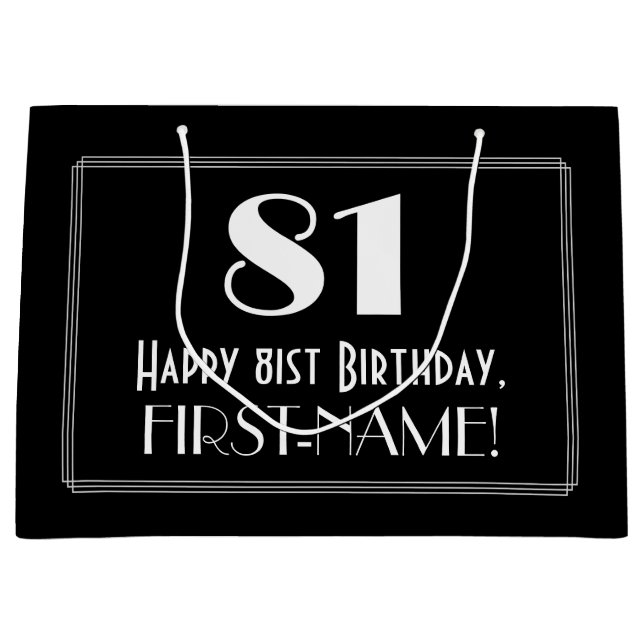 Bolsa De Regalo Grande 81° cumpleaños: nombre del estilo inspirado en el  (Anverso)