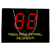 82º cumpleaños: Red Digital Clock Style "82" + Nom