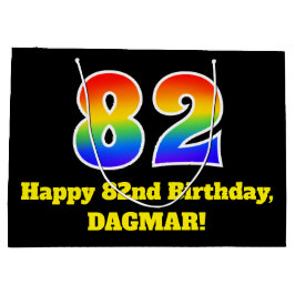 Bolsa De Regalo Grande 82 cumpleaños ~ Diversión, colorido, vibrante, arc