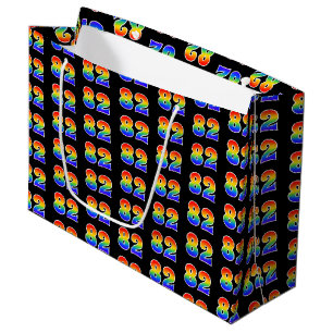 Bolsa De Regalo Grande 82do cumpleaños: Patrón de evento de arcoiris dive