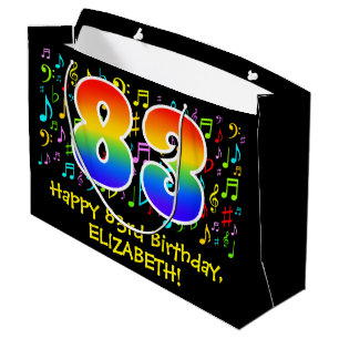 Bolsa De Regalo Grande 83 Aniversario - Coloridos símbolos musicales, arc