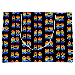 Bolsa De Regalo Grande 83 Aniversario del Arcoiris divertido Patrón 83