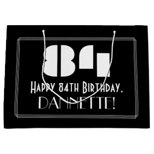 Bolsa De Regalo Grande 84º cumpleaños ~ Art Deco Inspirado Aspecto "84" +