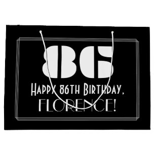 Bolsa De Regalo Grande 86º cumpleaños ~ Art Deco Inspirado Aspecto "86" +