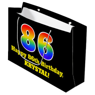 Bolsa De Regalo Grande 86 cumpleaños ~ Diversión, colorido, vibrante, arc