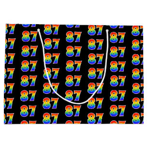 Bolsa De Regalo Grande 87 Aniversario del Arcoiris divertido Patrón 87