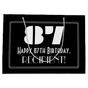 Bolsa De Regalo Grande 87 cumpleaños ~ Art Deco Inspirado Aspecto "87" +