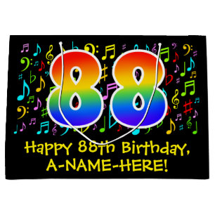 Bolsa De Regalo Grande 88º cumpleaños - Símbolos de música colorida, arco