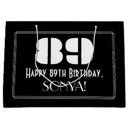 Bolsa De Regalo Grande 89º cumpleaños ~ Art Deco Inspirado Aspecto "89" +