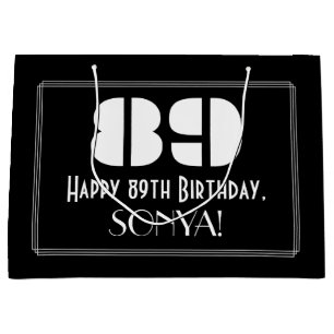 Bolsa De Regalo Grande 89º cumpleaños ~ Art Deco Inspirado Aspecto "89" +