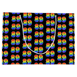 Bolsa De Regalo Grande 89º cumpleaños: Patrón del evento Arcoiris diverti