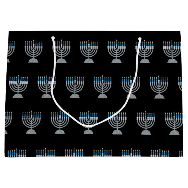 Bolsa De Regalo Grande 8.ª noche del Purpurina de Hanukkah (Anverso)