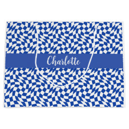 Bolsa De Regalo Grande 90's theme blue checkered name monogram