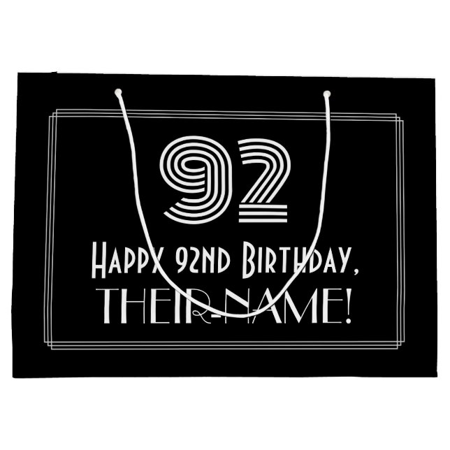 Bolsa De Regalo Grande 92º cumpleaños — Aspecto inspirado en el Art Deco  (Reverso)