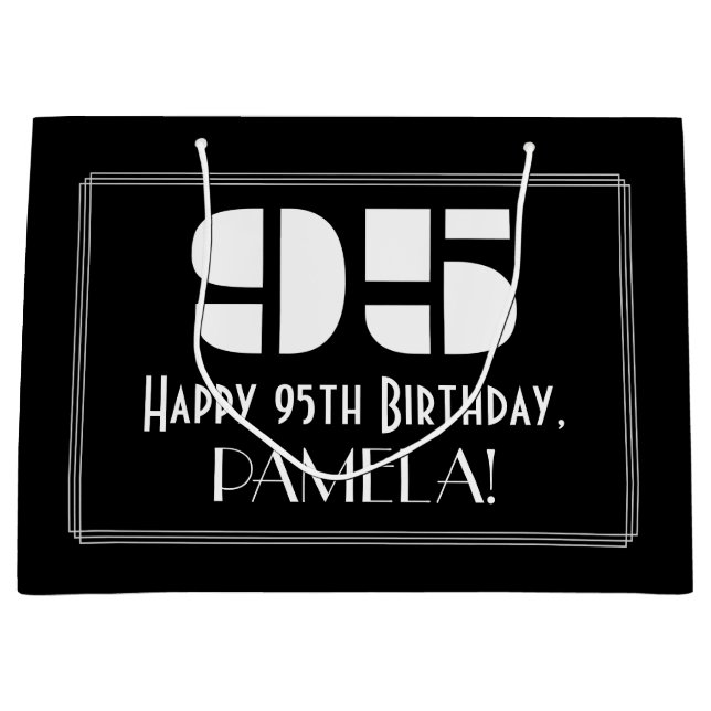 Bolsa De Regalo Grande 95º cumpleaños ~ Art Deco Inspirado Aspecto "95" + (Anverso)