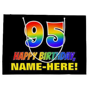 Bolsa De Regalo Grande 95º cumpleaños: audaz, divertido, simple, arcoiris