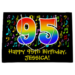 Bolsa De Regalo Grande 95º cumpleaños - Símbolos de música colorida, arco