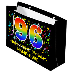 Bolsa De Regalo Grande 96º cumpleaños - Símbolos de música colorida, arco