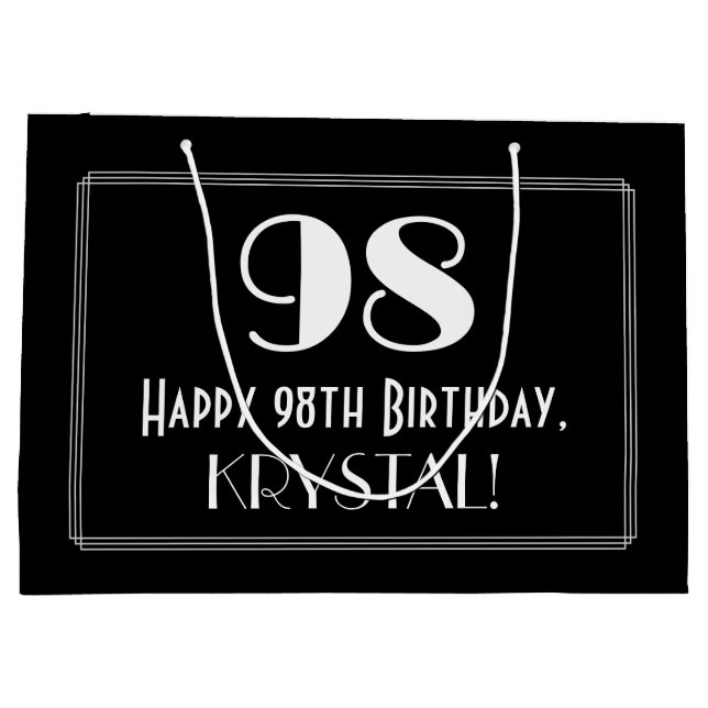 Bolsa De Regalo Grande 98º cumpleaños: nombre del estilo inspirado en el  (Reverso)